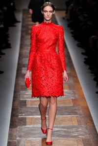 From the Valetino Fall 2012 RTW show. Cut leather flowers. I am absolutely IN LOVE with this dress.